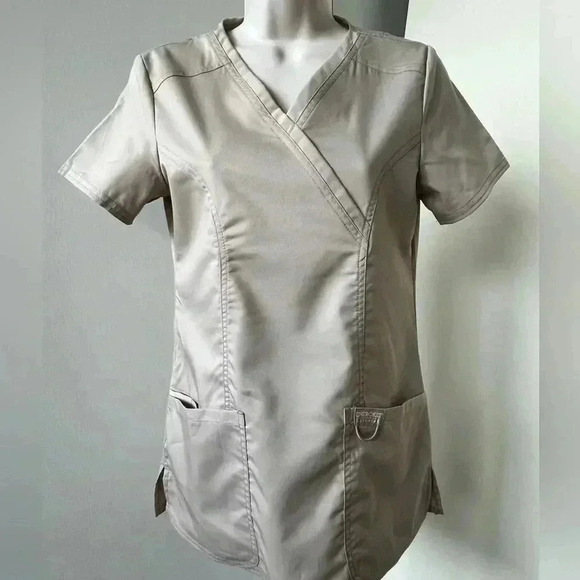 Cherokee scrub top, khaki color, small - Picture 3 of 9
